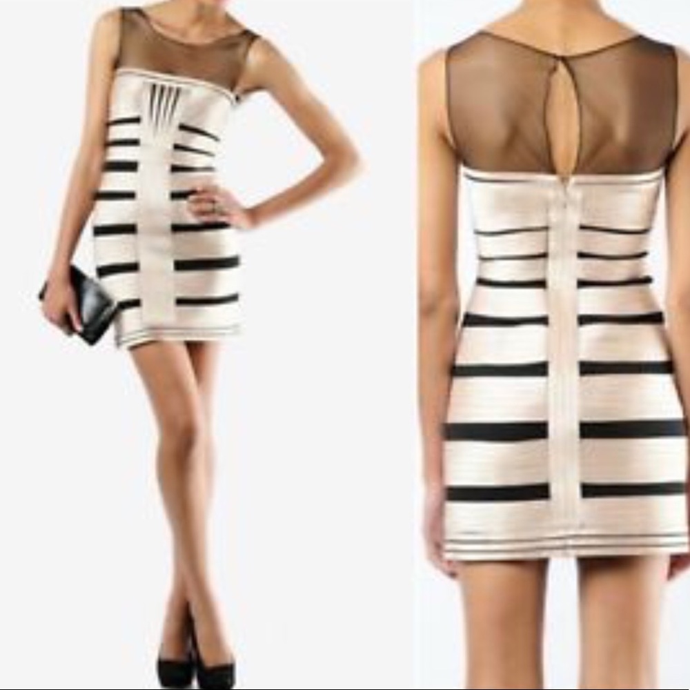 BCBG Mesh Satin Bandage Dress NWT